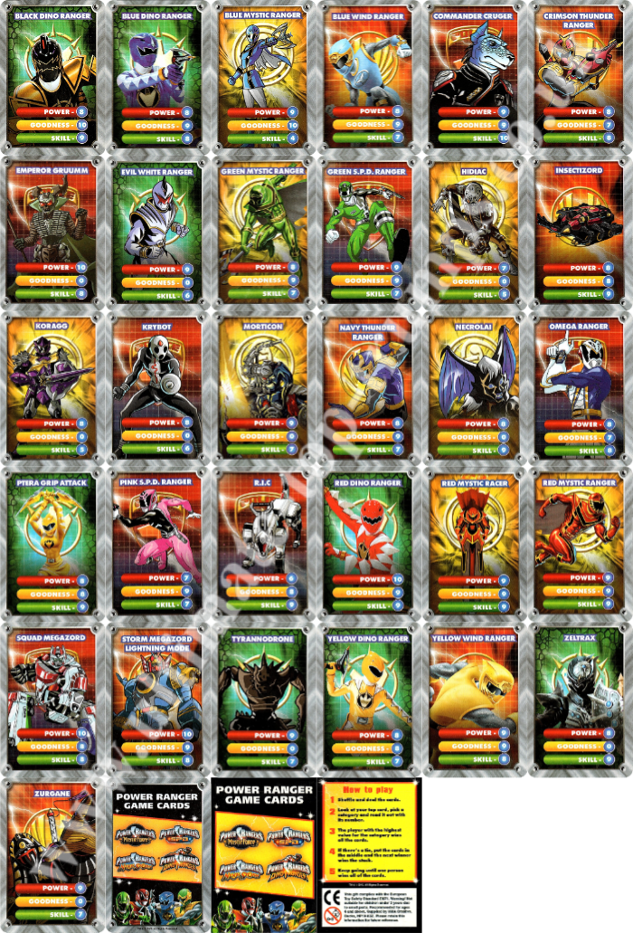 Power Ranger Game Cards